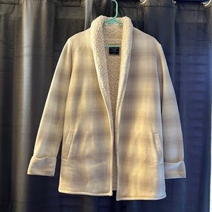 Abercrombie and Fitch plaid Sherpa cardigan